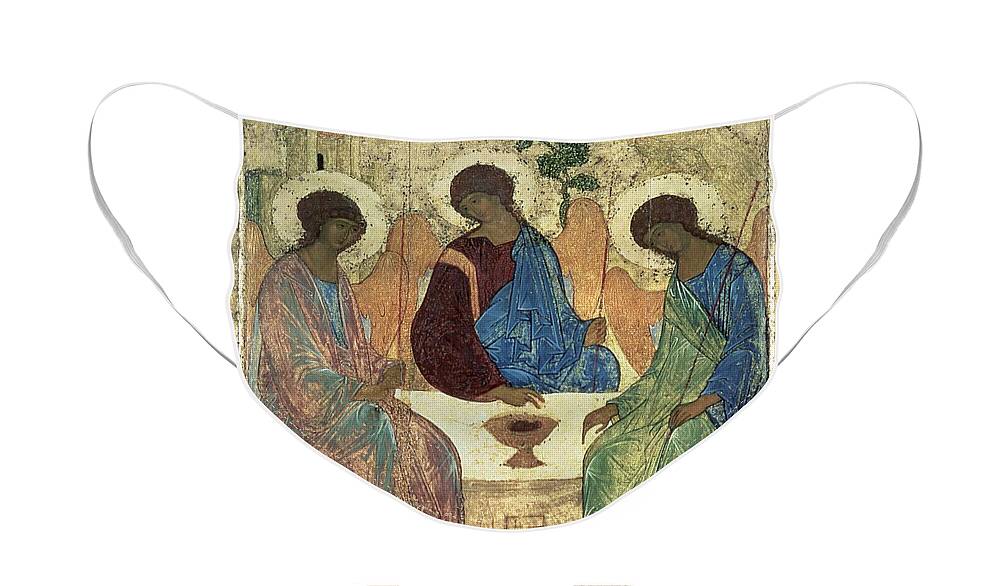 The Holy Trinity Face Mask featuring the painting The Holy Trinity by Andrei Rublev