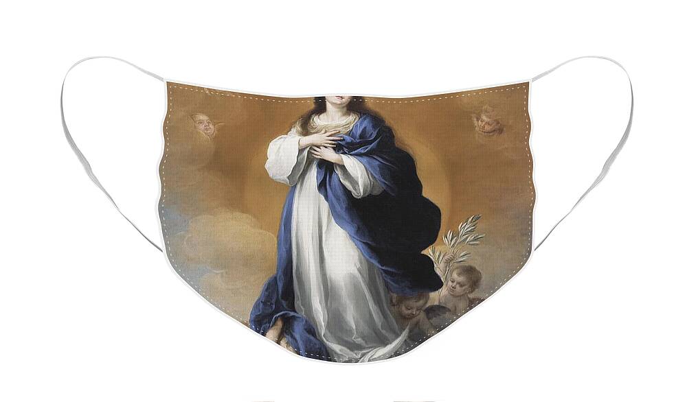 The Face Mask featuring the painting The Immaculate Conception by Bartolome Esteban Murillo