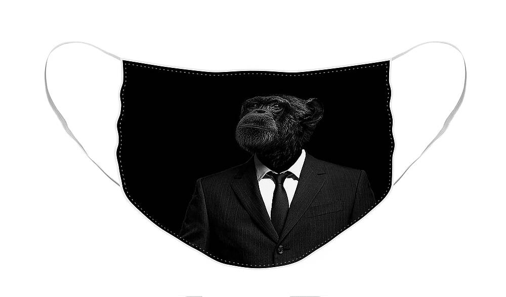 Chimpanzee Face Mask featuring the photograph The interview by Paul Neville