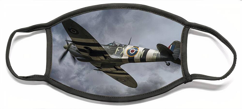 Supermarine Face Mask featuring the digital art The Kent Spitfire by Airpower Art