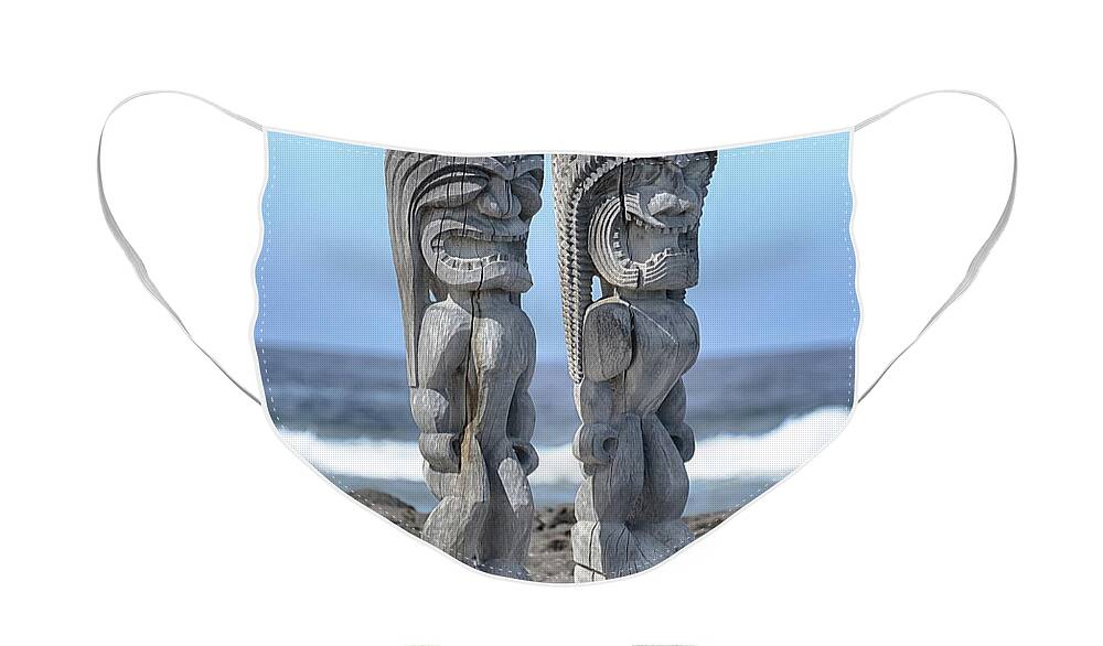 Hawaii Face Mask featuring the photograph The Kii Guards by Susan Rissi Tregoning