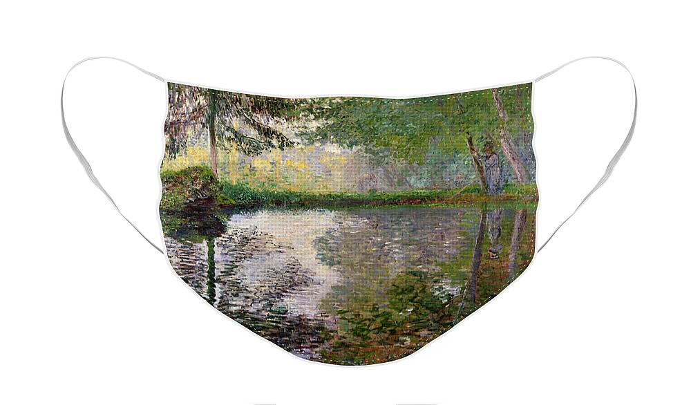 The Lake At Montgeron By Claude Monet (1840-1926) Face Mask featuring the painting The Lake at Montgeron by Claude Monet