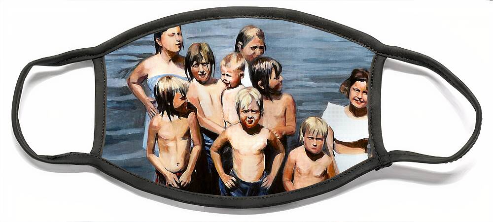 Children Face Mask featuring the painting The Lake by Deb Putnam