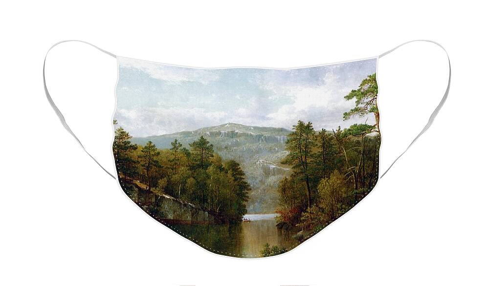 The Lake George Face Mask featuring the painting The Lake George by David Johnson