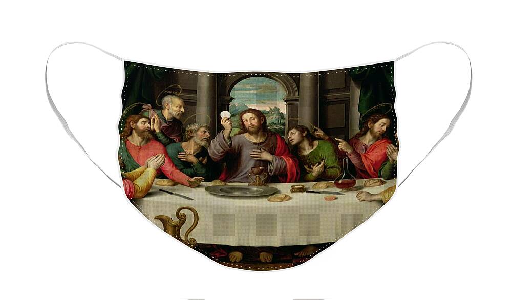 #faatoppicks Face Mask featuring the painting The Last Supper by Vicente Juan Macip
