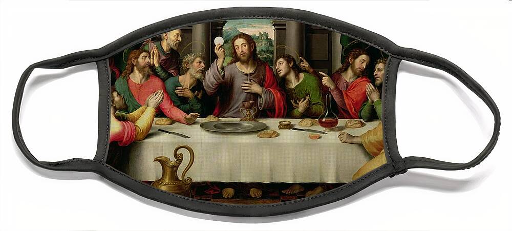 The Last Supper By Vicente Juan Macip Face Mask featuring the painting The Last Supper by Vicente Juan Macip