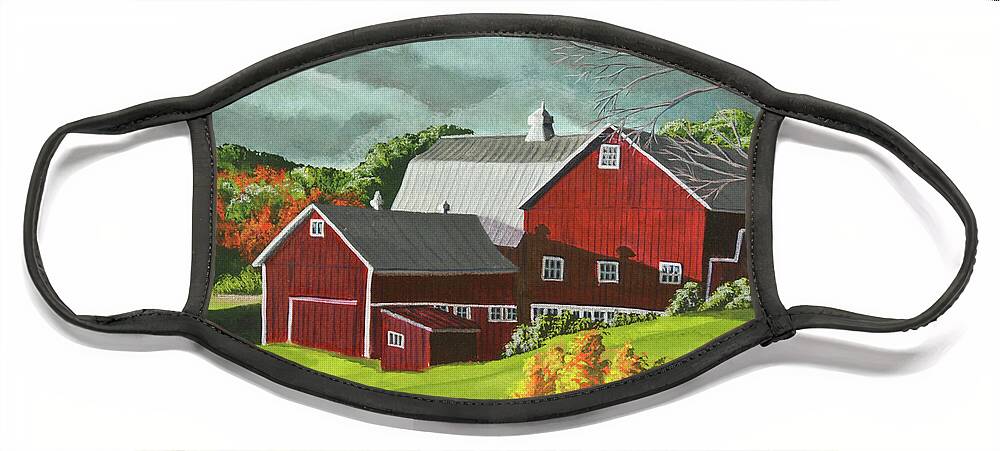 Barn Painting Face Mask featuring the painting The Light After The Storm by Charlotte Blanchard