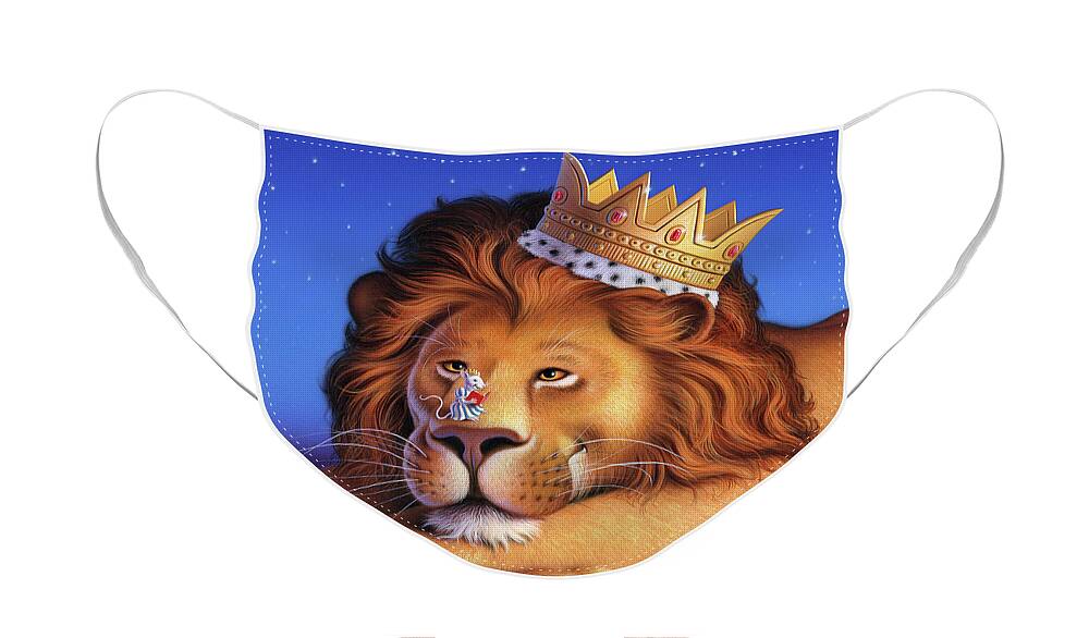 Lion Face Mask featuring the painting The Lion King by Jerry LoFaro