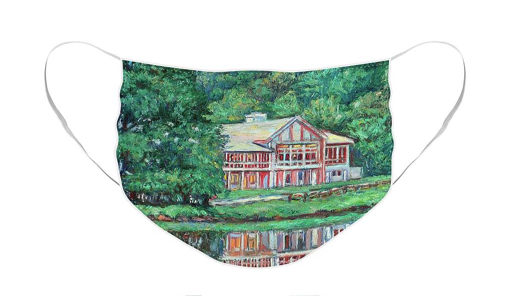  Lodge Paintings Face Mask featuring the painting The Lodge at Peaks of Otter by Kendall Kessler