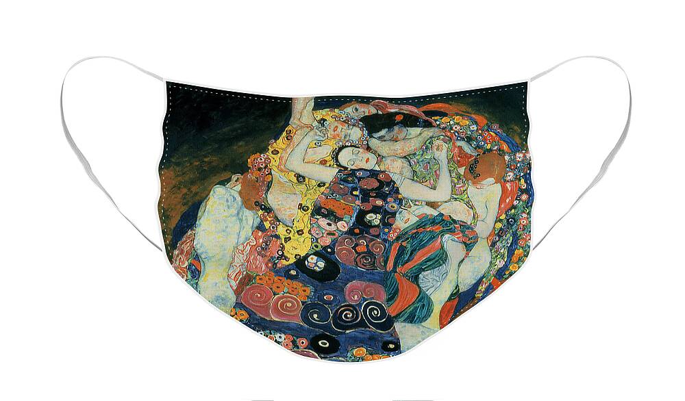 The Maiden Face Mask featuring the painting The Maiden by Gustav Klimt
