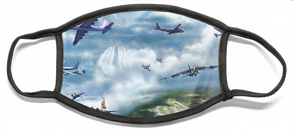 Loring Air Force Base Face Mask featuring the painting The Mighty Loring A F B by David Luebbert