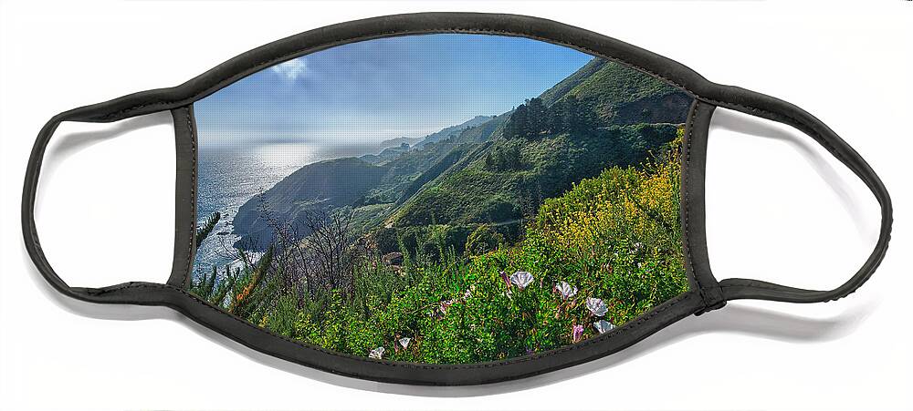 Beach Face Mask featuring the photograph The mountains of Highway Nr. 1 - California by Andreas Freund