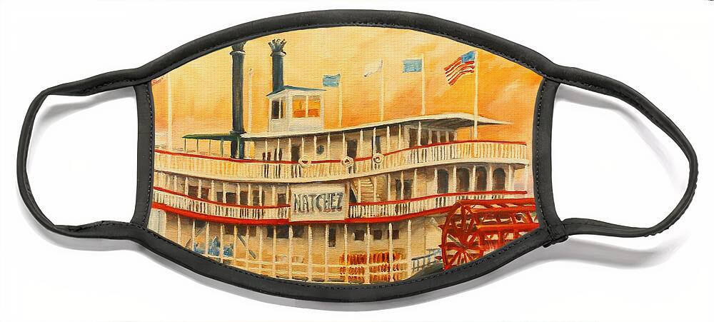 Riverboat Face Mask featuring the painting The Natchez Riverboat by Diane Millsap