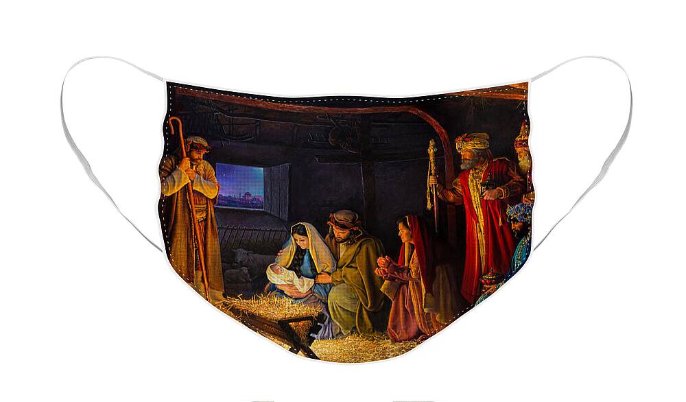 Jesus Face Mask featuring the painting The Nativity by Greg Olsen