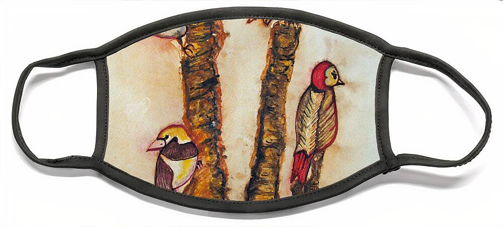 Birds Face Mask featuring the painting The Night Watchers by Patricia Arroyo