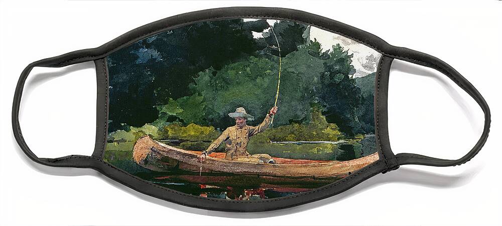 Winslow Homer Face Mask featuring the drawing The North Woods by Winslow Homer