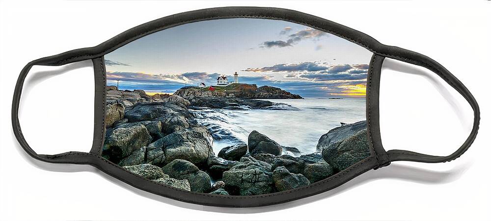 Maine Face Mask featuring the photograph The Nubble by Steve Brown