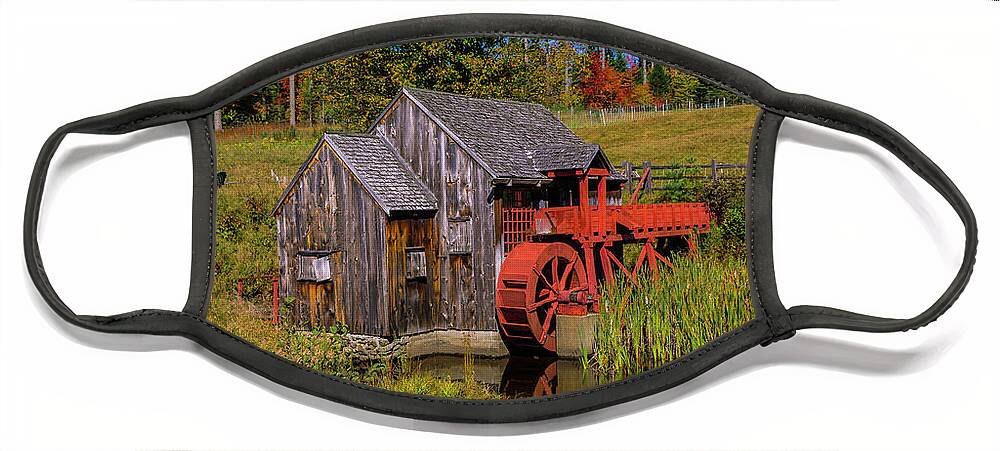 Fall Foliage Face Mask featuring the photograph The Old Guildhall Grist Mill by Scenic Vermont Photography
