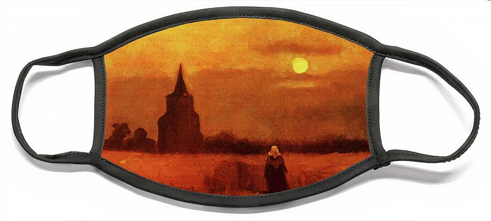 Vincent Van Gogh Face Mask featuring the painting The Old Tower In The Fields by Vincent Van Gogh