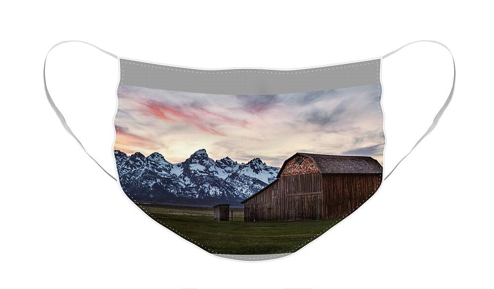 Clouds Face Mask featuring the photograph The Other Moulton Barn by Laura Roberts