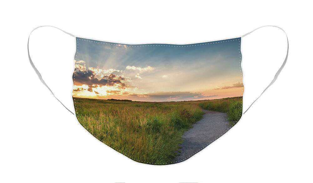 Sunset Face Mask featuring the photograph The Path That Leads To Life by Kim Carpentier