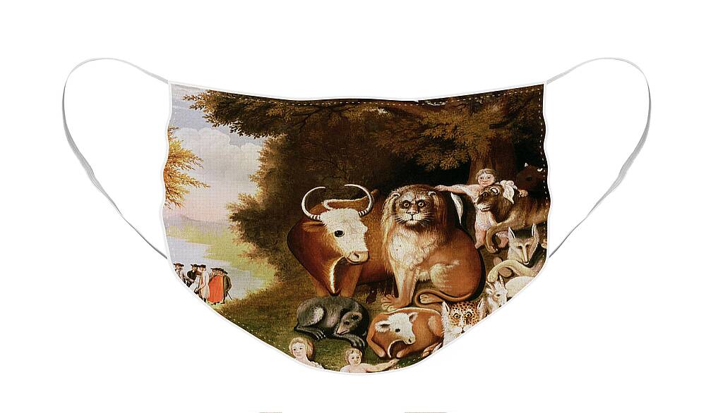 The Face Mask featuring the painting The Peaceable Kingdom by Edward Hicks