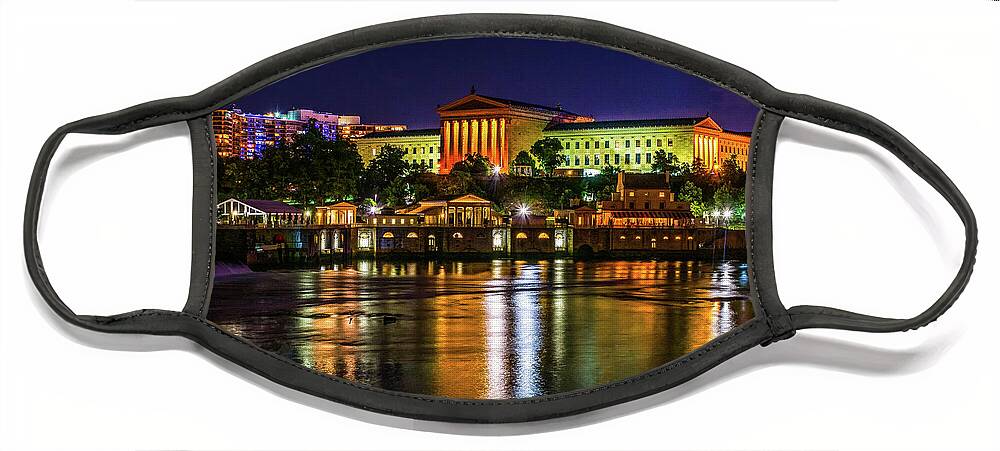 Art Museum Face Mask featuring the photograph The Philadelphia Art Museum at Night by Nick Zelinsky Jr