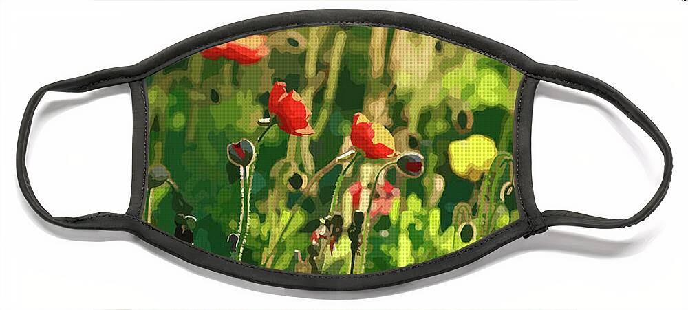 Digital Photo Art Face Mask featuring the digital art The Poppy Field by Ian Anderson