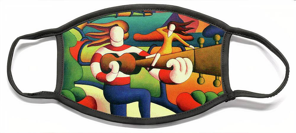 Guitar Face Mask featuring the painting The Proposal 2 by Alan Kenny