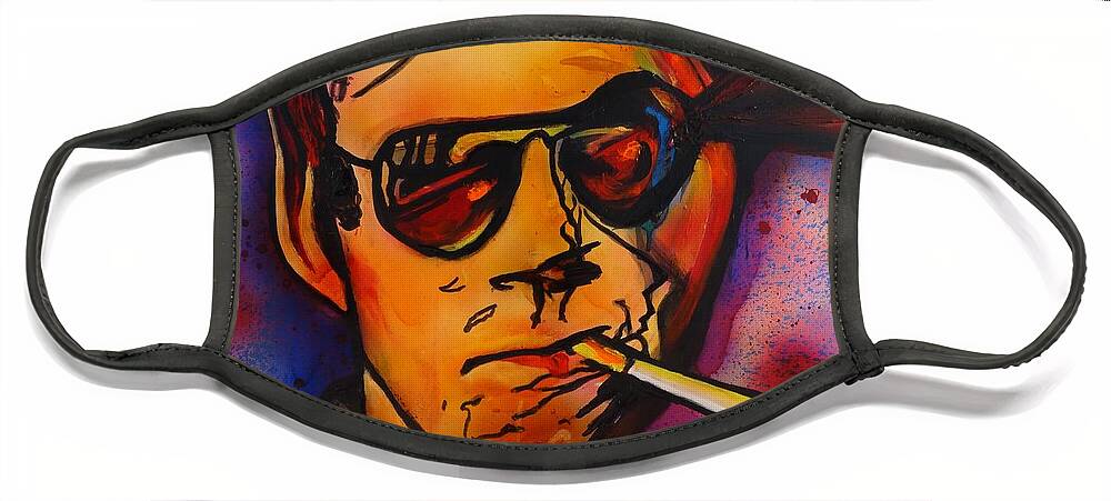 Gonzo Journalism Face Mask featuring the painting The psycho-delic Suicide of the Tambourine Man by Eric Dee
