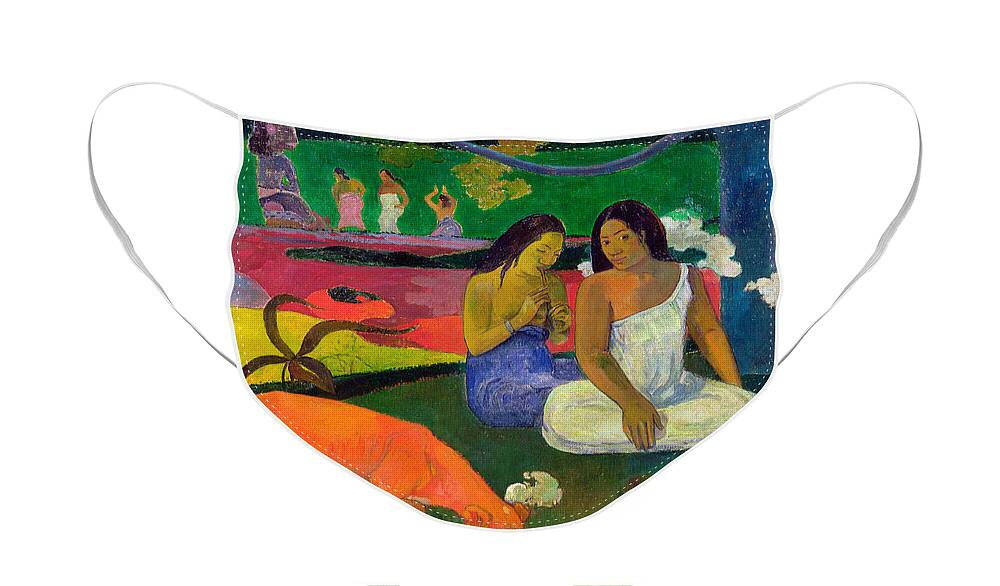 Red Dog Face Mask featuring the painting The Red Dog by Paul Gauguin
