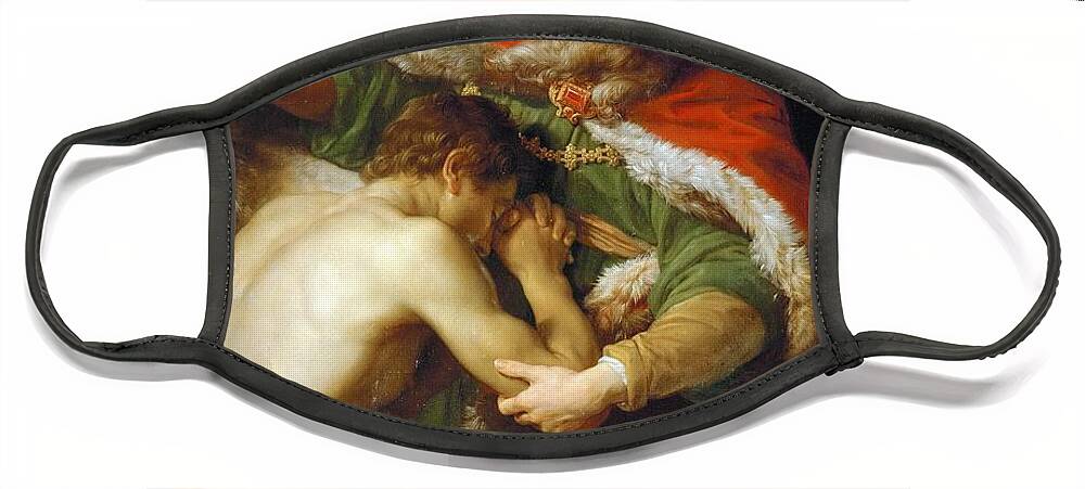 Pompeo Batoni Face Mask featuring the painting The Return of the Prodigal Son by Pompeo Batoni