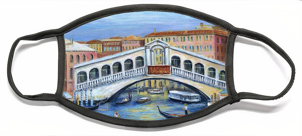 Venice Face Mask featuring the painting The Rialto Bridge by Marilyn Dunlap