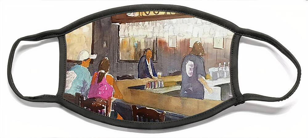  Face Mask featuring the painting The Rookery Bar by Scott Serafy