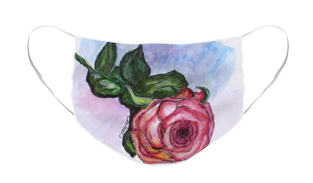 Roses Face Mask featuring the painting The Rose by Clyde J Kell