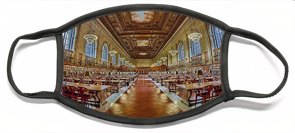 New York Public Library Face Mask featuring the photograph The Rose Main Reading Room NYPL by Susan Candelario