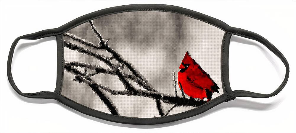 Cardinal Face Mask featuring the photograph The Sentinel by Kristin Elmquist