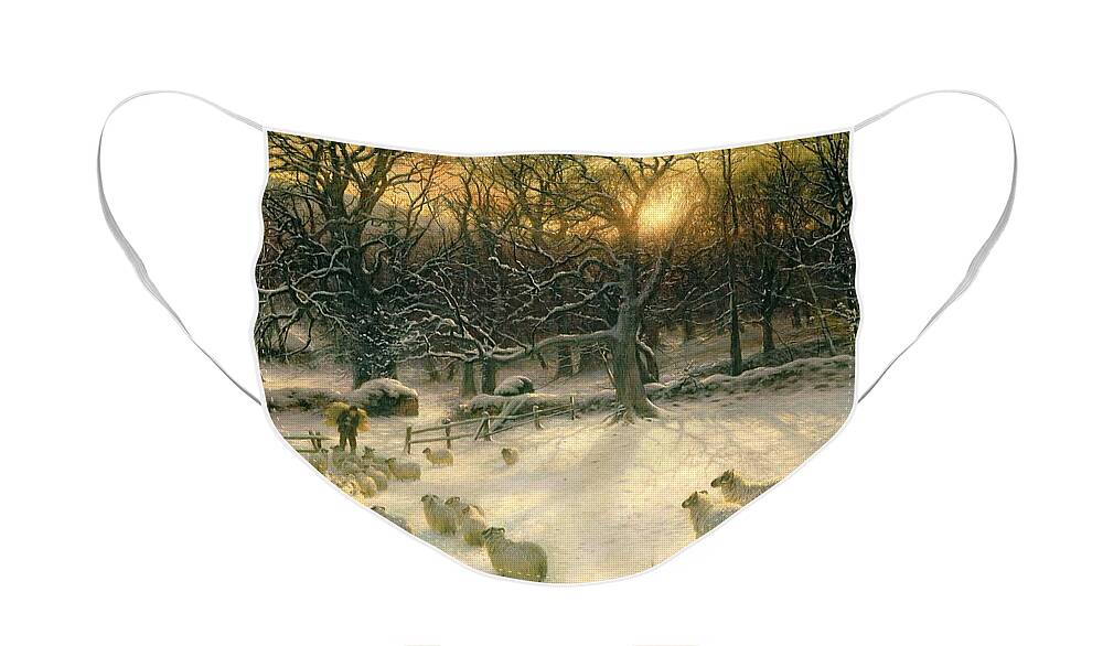 Snow Face Mask featuring the painting The Shortening Winters Day is Near a Close by Joseph Farquharson