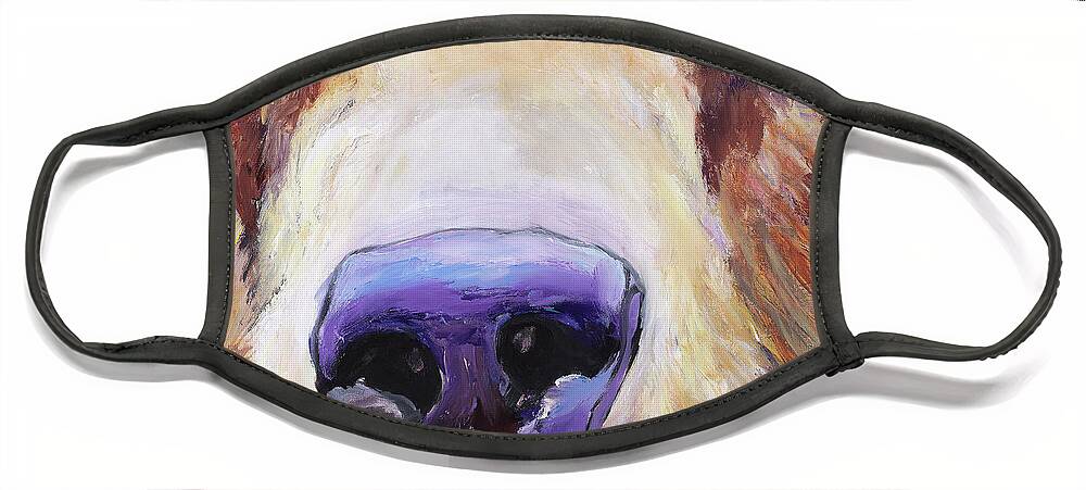 Grizzley Bear Face Mask featuring the painting The Sniffer by Pat Saunders-White