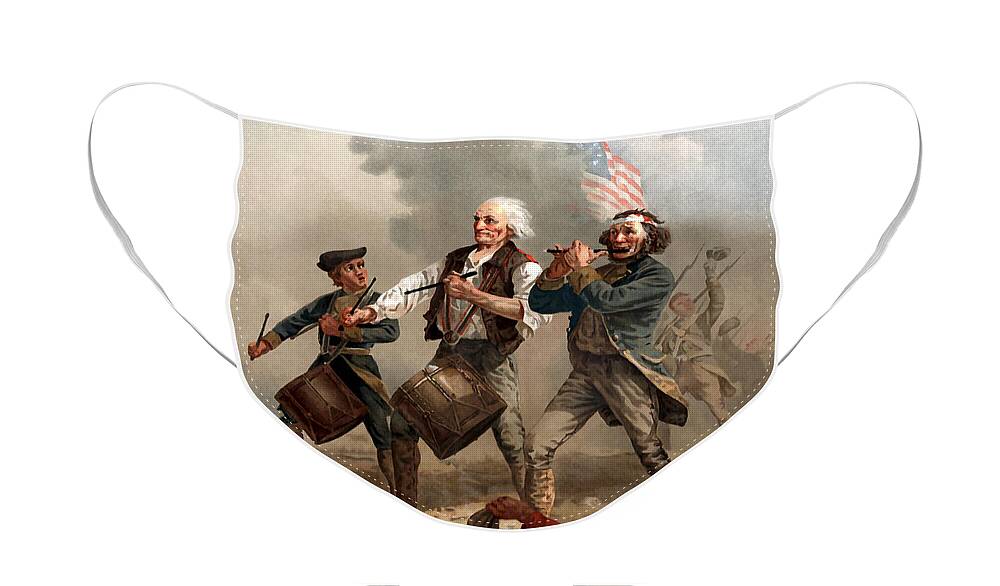 Yankee Doodle Face Mask featuring the painting The Spirit of '76 by War Is Hell Store