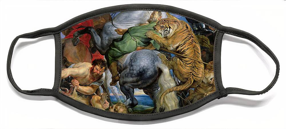 The Face Mask featuring the painting The Tiger Hunt by Rubens by Rubens