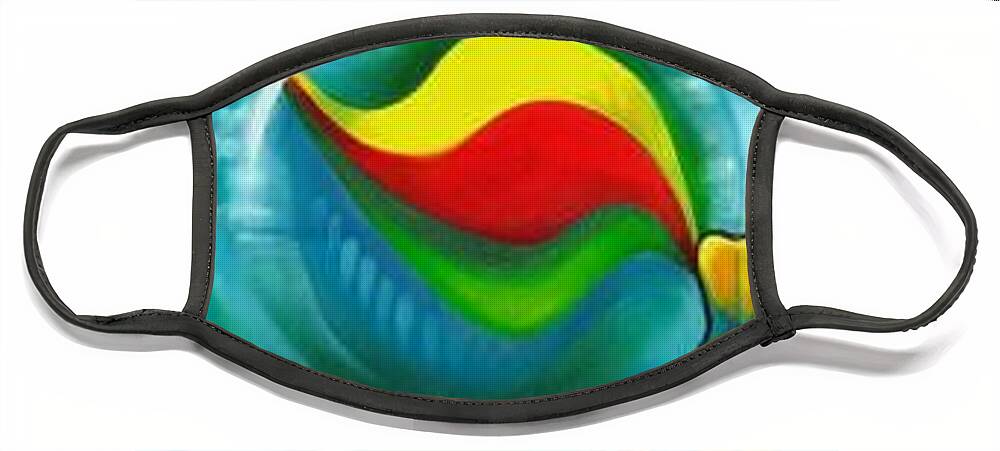 Marbles Face Mask featuring the painting The Transparency Of A Tsunami On The Verge Of Destruction by Roger Calle