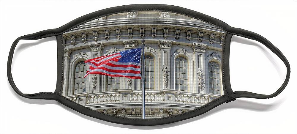 Capitol Face Mask featuring the photograph The US Capitol Building - Washington D.C. by Marianna Mills