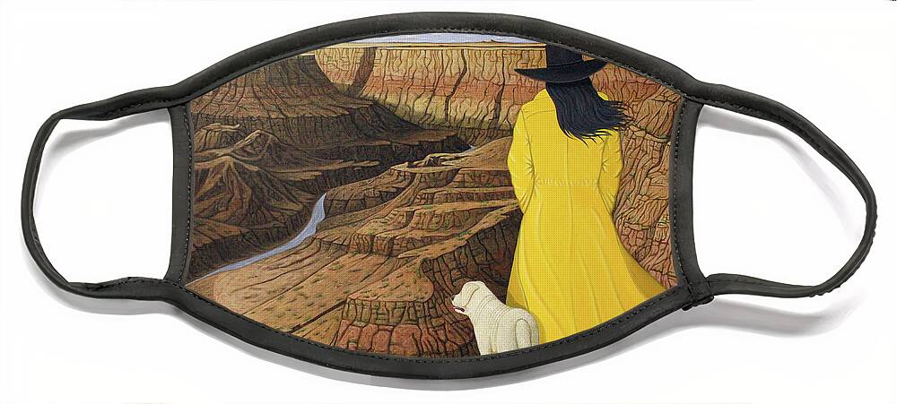 Grand Canyon Face Mask featuring the painting The View by Lance Headlee