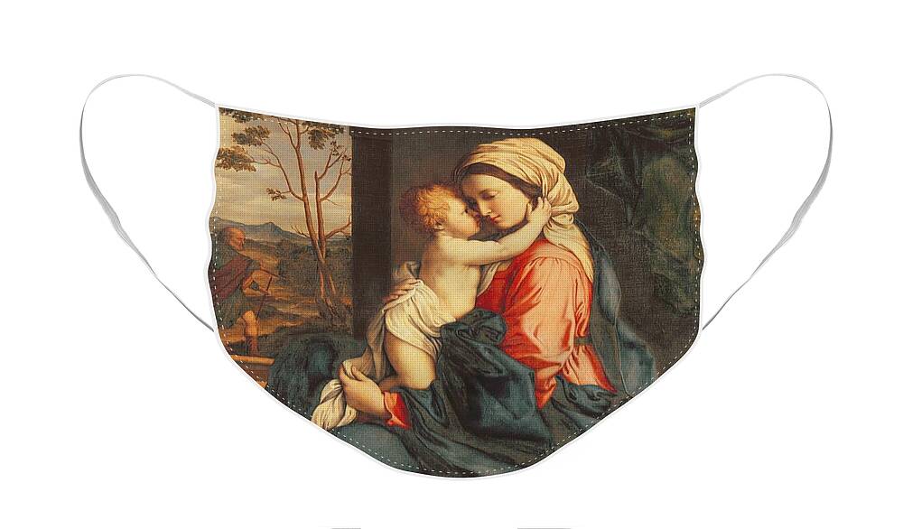 The Face Mask featuring the painting The Virgin and Child Embracing by Giovanni Battista Salvi