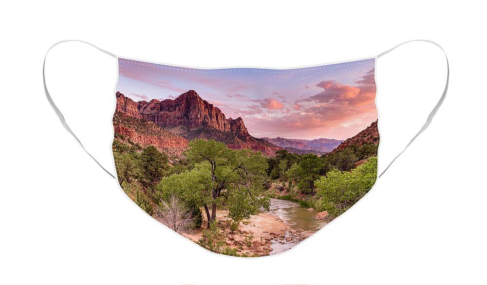 Zion National Park Face Mask featuring the photograph The Watchman Never Sleeps by Adam Mateo Fierro