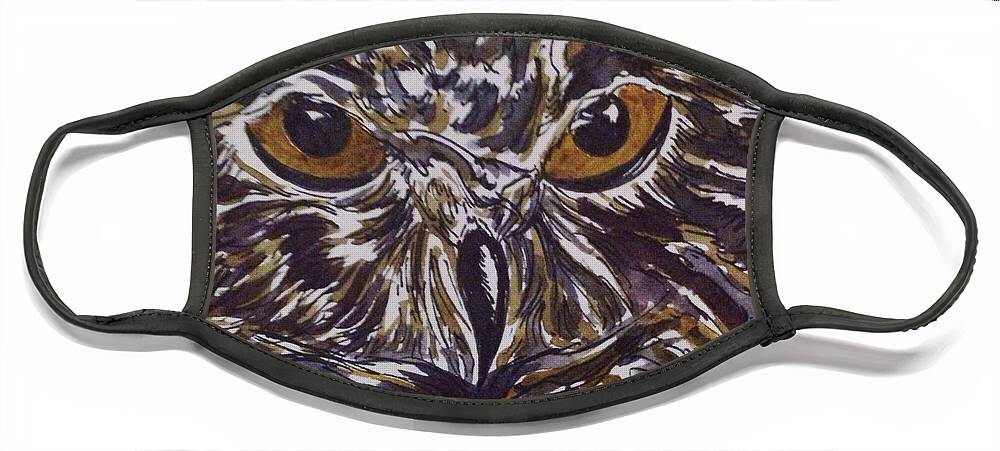 Owl Face Mask featuring the painting The Wise One by Angela Weddle