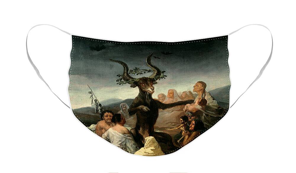 The Face Mask featuring the painting The Witches Sabbath by Goya