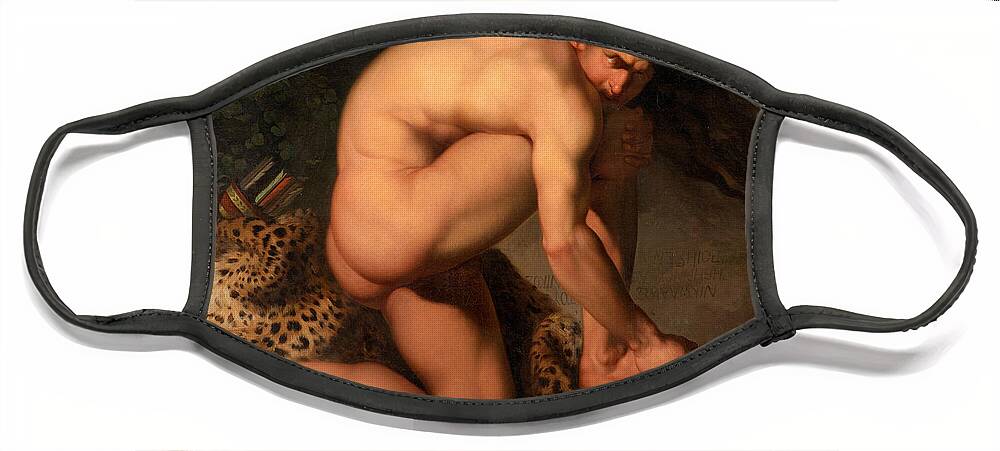 Nicolai Abraham Abildgaard Face Mask featuring the painting The Wounded Philoctetes by Nicolai Abraham Abildgaard
