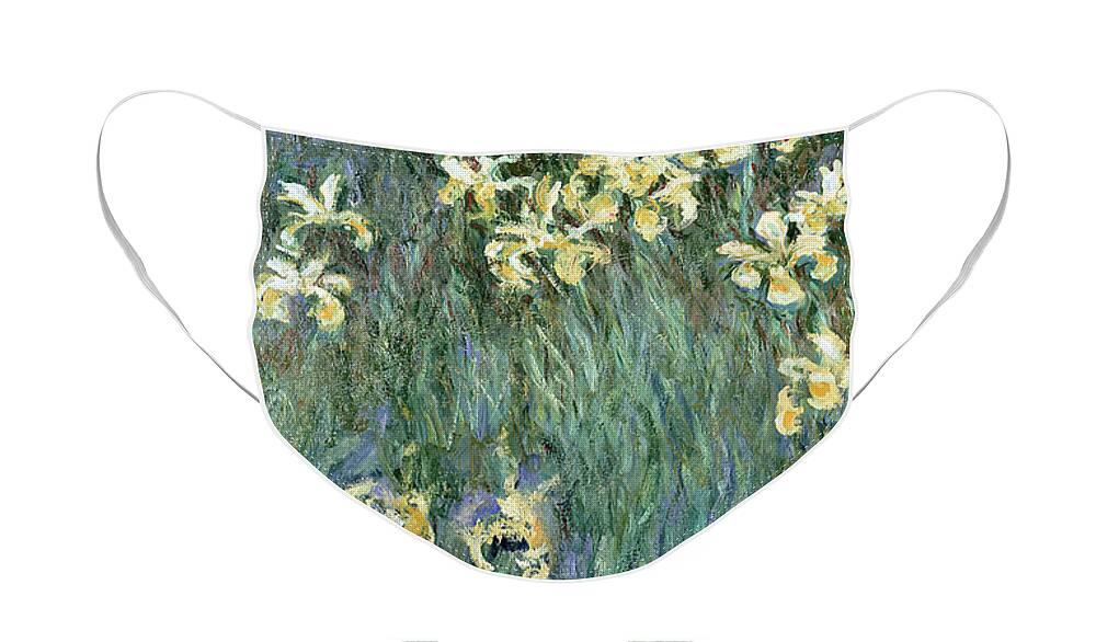 The Face Mask featuring the painting The Yellow Irises by Claude Monet